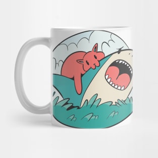 Cat Biting Shark Mug